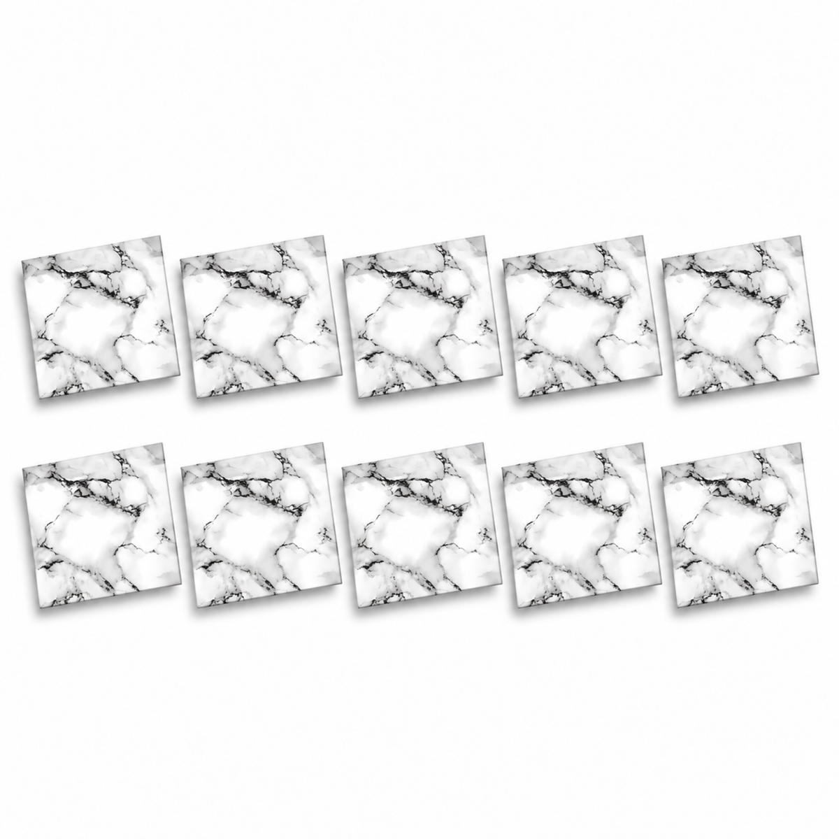SOGA Peel & Stick Floor and Wall Tiles 30 x 30cm 10 Pack Black White Faux Marble