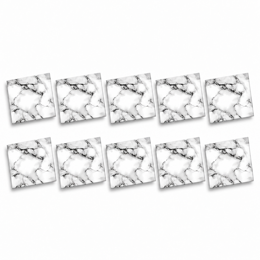 SOGA Peel & Stick Floor and Wall Tiles 30 x 30cm 10 Pack Black White Faux Marble
