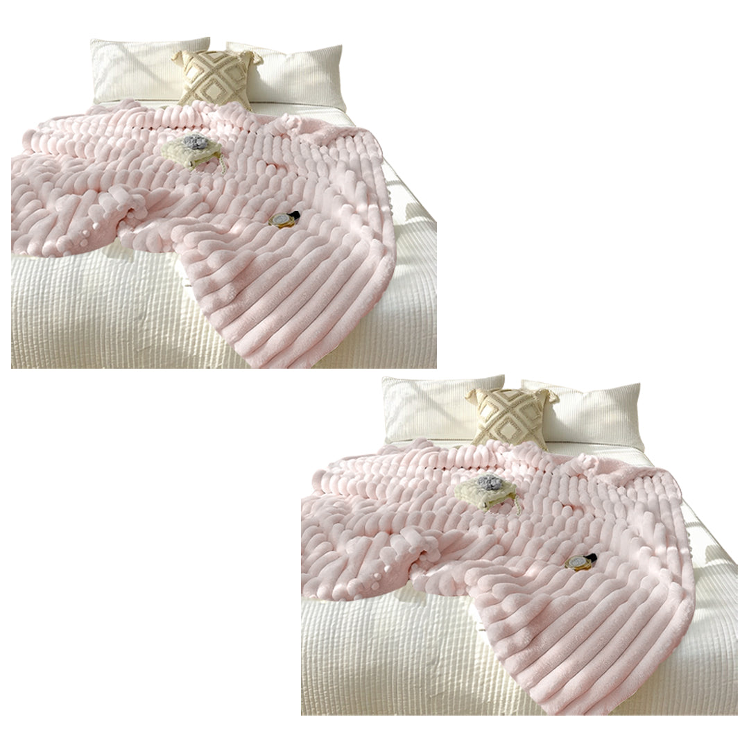 SOGA 2X 150x200cm Throw Blanket Bean Paste Pink Premium Milk Velvet Luxuriously Soft Cozy Bedding