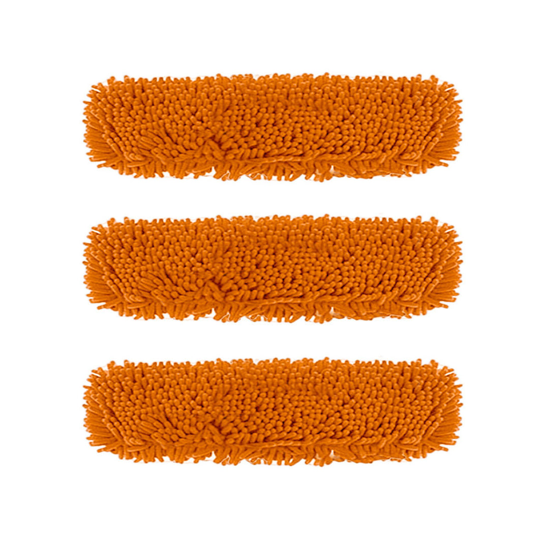 SOGA 3X 60x12 Orange Microfiber Flat Mop Floor Cleaning Pads Rotating Dust Remover