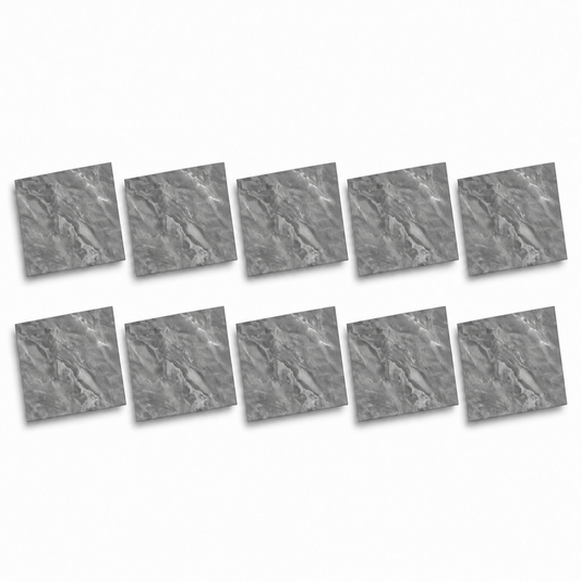 SOGA Peel & Stick Floor and Wall Tiles 60 x 60cm 10 Pack Grey Faux Marble