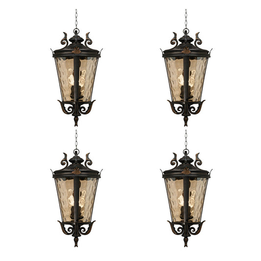 Vintage Lamp 4X 60.3cm Aluminum & Glass Lantern Elegant Chandelier Style Classic Hanging Light Antique-Inspired Design
