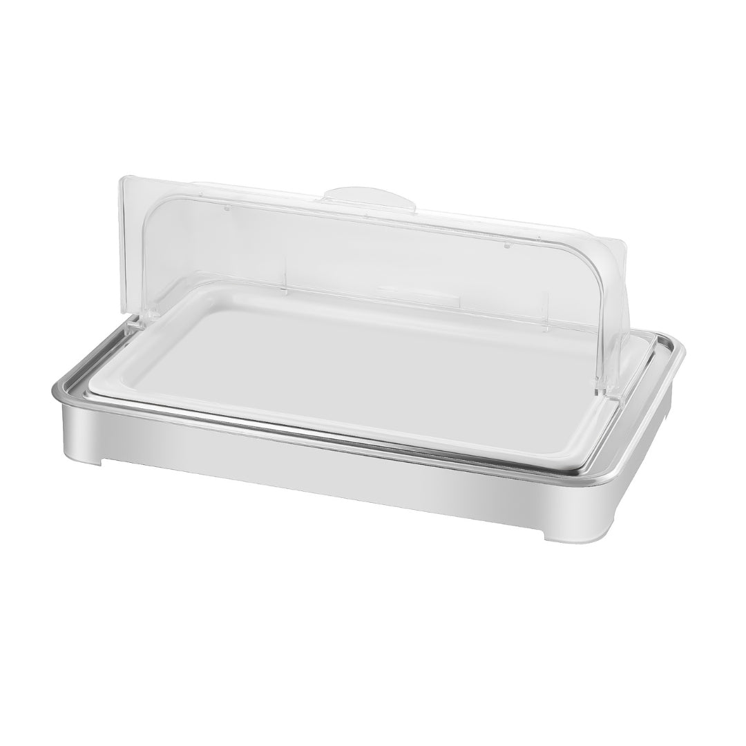 SOGA 59x38.5cm Silver Color Ceramic Serving Bowl Chafing Dish for Kitchen Essential
