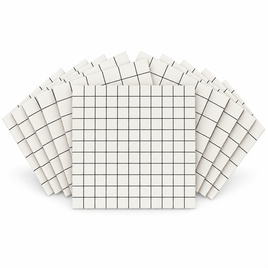 SOGA Peel & Stick Floor and Wall Tiles 60 x 60cm 10 Pack White Grid Tile Look