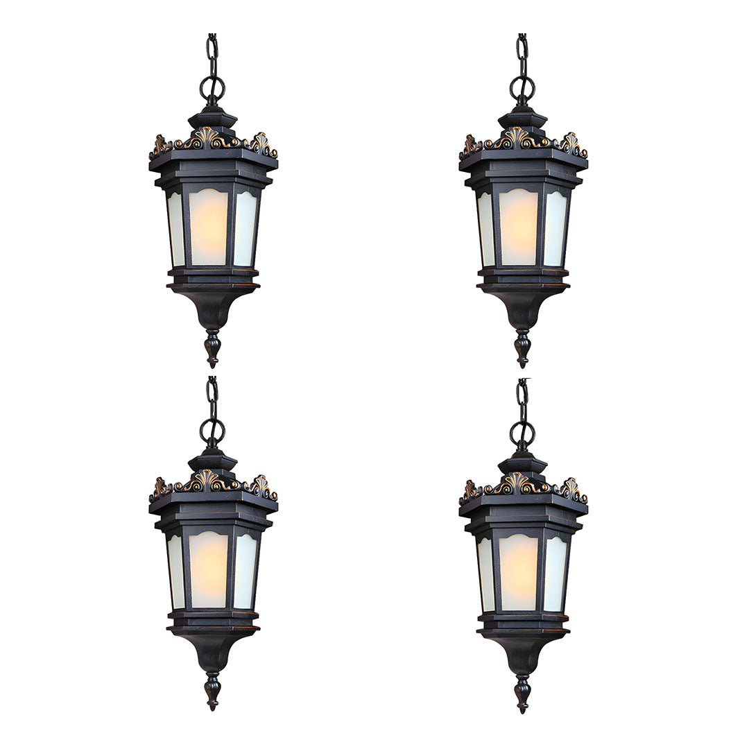 Vintage Lamp 4X 54.5cm Elegant Aluminum & Glass Lantern Chandelier Classic Hanging Light Fixture Antique Style