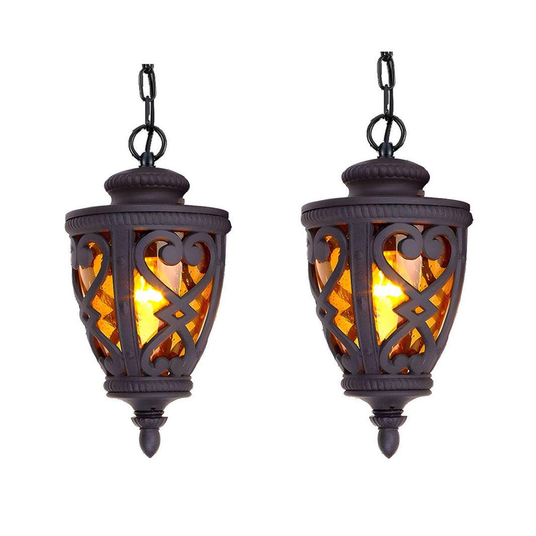 Vintage Lamp 2X 48cm Aluminum Glass Lantern Chandelier for Home Decor