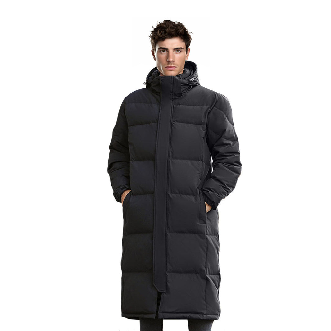 abbee Black 2XL Winter Hooded Overcoat Long Jacket Stylish Lightweight Quilted Warm Puffer Coat