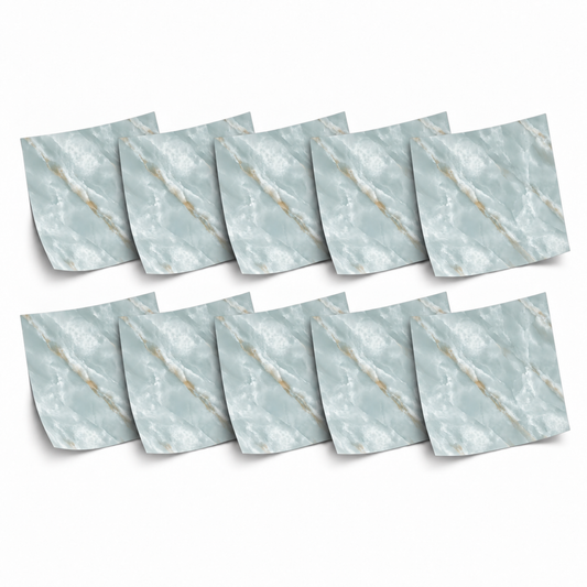SOGA Peel & Stick Floor and Wall Tiles 30 x 30cm 10 Pack Jade Faux Marble