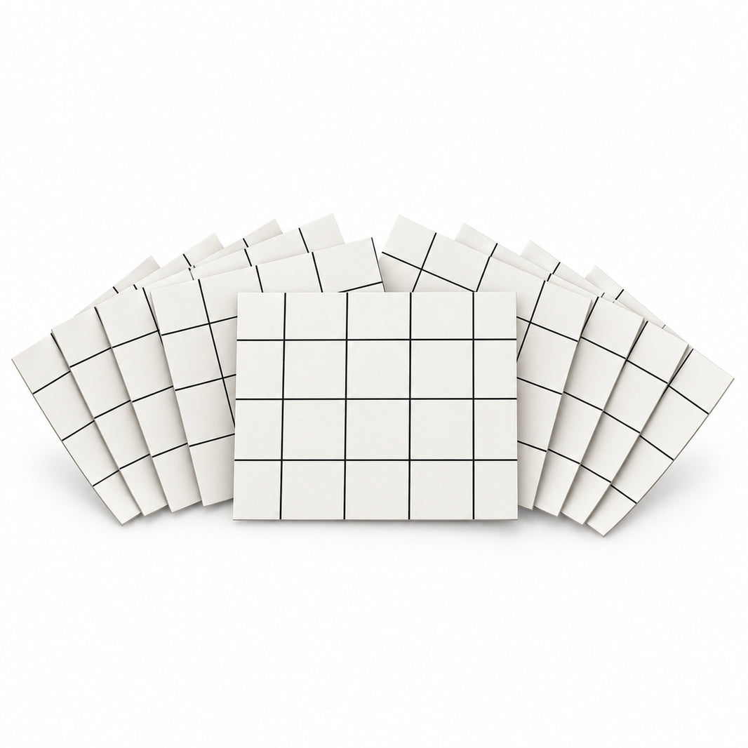 SOGA Peel & Stick Floor and Wall Tiles 30 x 60cm 10 Pack White Grid Tile Look