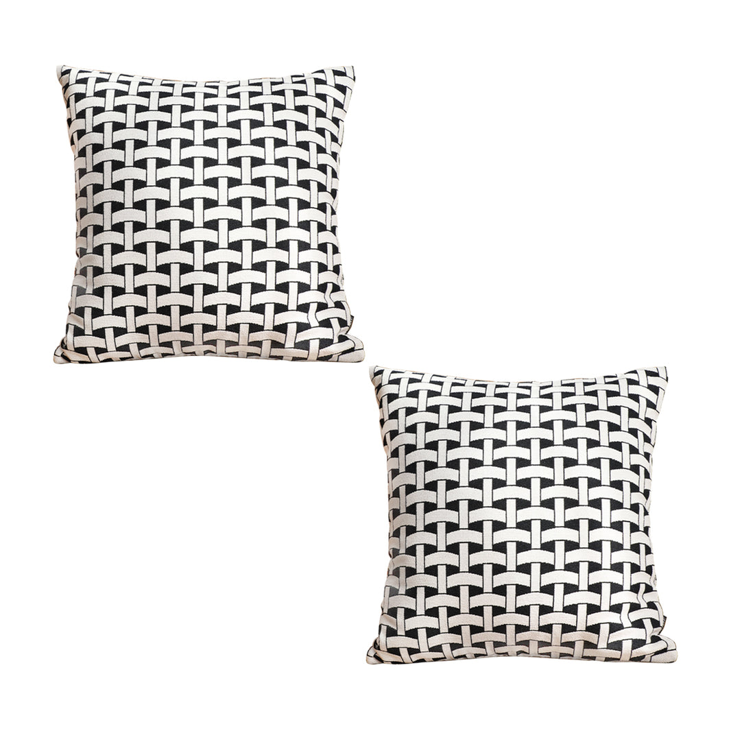 SOGA 2X 50cm Black & White Pattern Throw Pillow Thick Comfort Pro Polyester Fiber Cotton for Home Decor