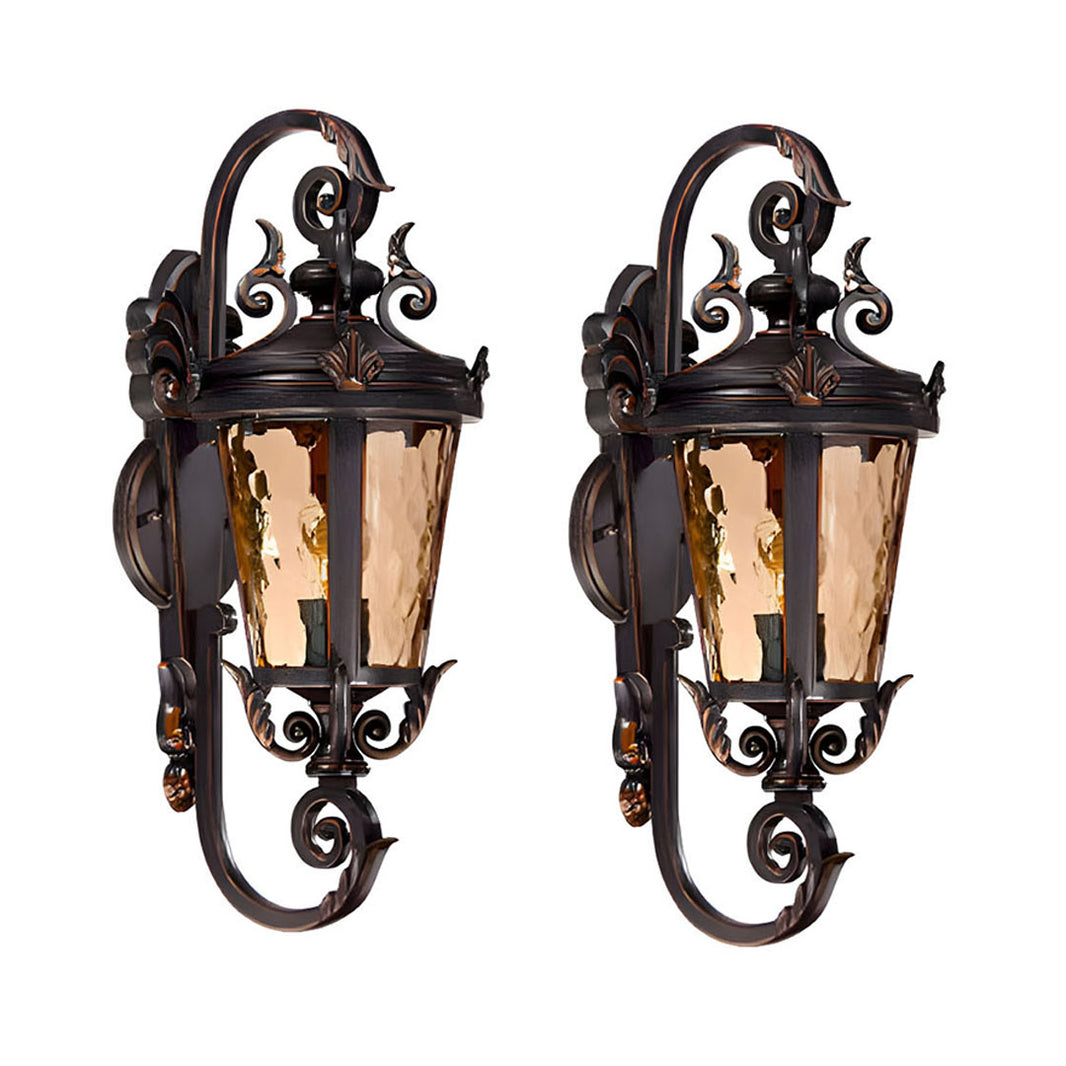 Vintage Lantern 2X 70cm Aluminum & Glass Wall Light Classic Lantern Design Elegant Outdoor Antique Inspired Wall Lamp