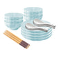 SOGA Light Blue Japanese Style Ceramic Dinnerware Crockery Soup Bowl Plate Server Kitchen Home Decor Set of 10