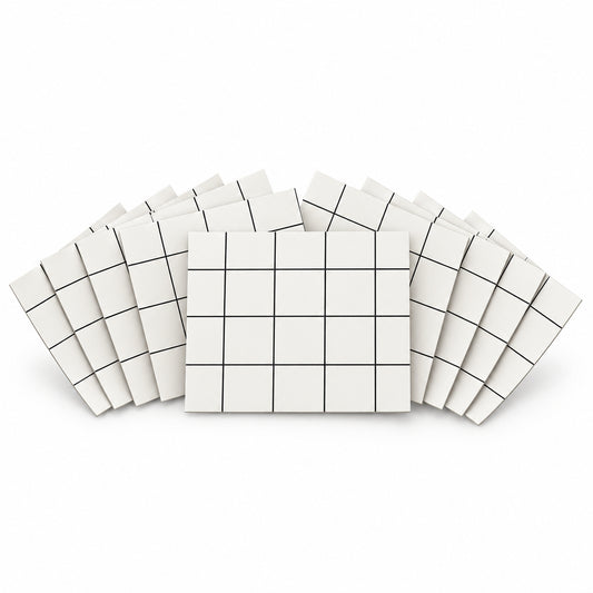 SOGA Peel & Stick Floor and Wall Tiles 30 x 30cm 10 Pack White Grid Tile Look