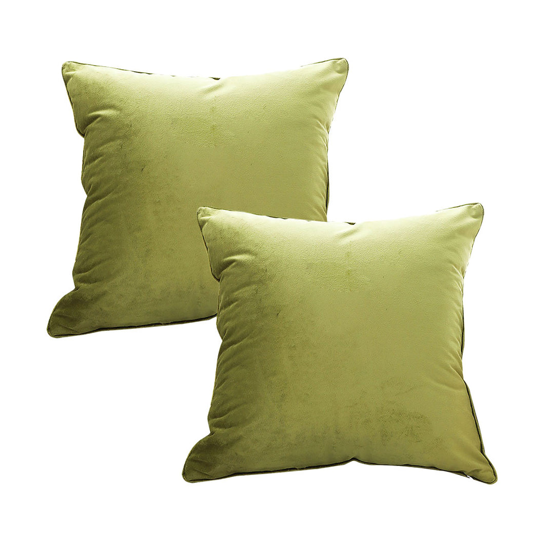 SOGA 2X 45cm Subtle Fluorescent Green Foliage Velvet Square Throw Pillow