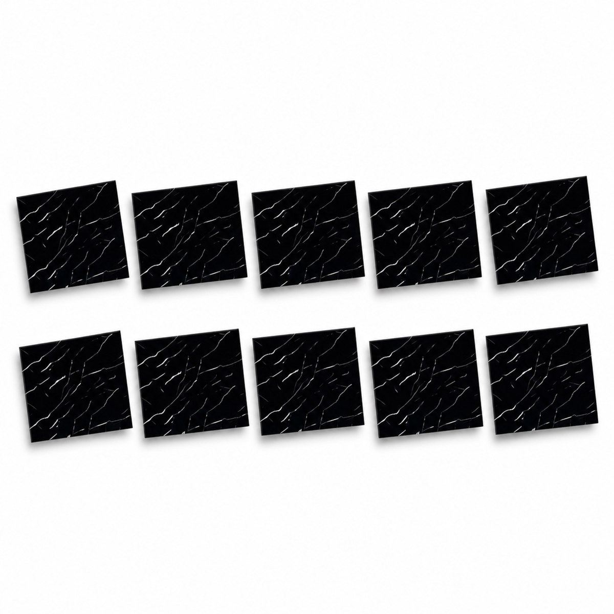 SOGA Peel & Stick Floor and Wall Tiles 30 x 30cm 10 Pack Black Faux Marble