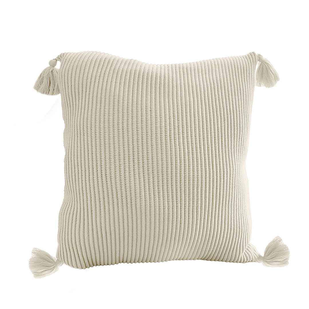 SOGA 45cm Khaki Wabi-Sabi Thickened Cotton Tassel Square Throw Pillow