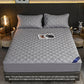 SOGA 2X Grey 138cm Wide Cross-Hatch Mattress Cover Thick Quilted Stretchable Bed Spread Sheet Protector with Pillow Covers
