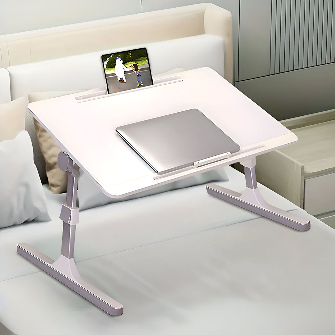 SOGA 60X40cm White Small Laptop Bed Portable Foldable Study Table Adjustable