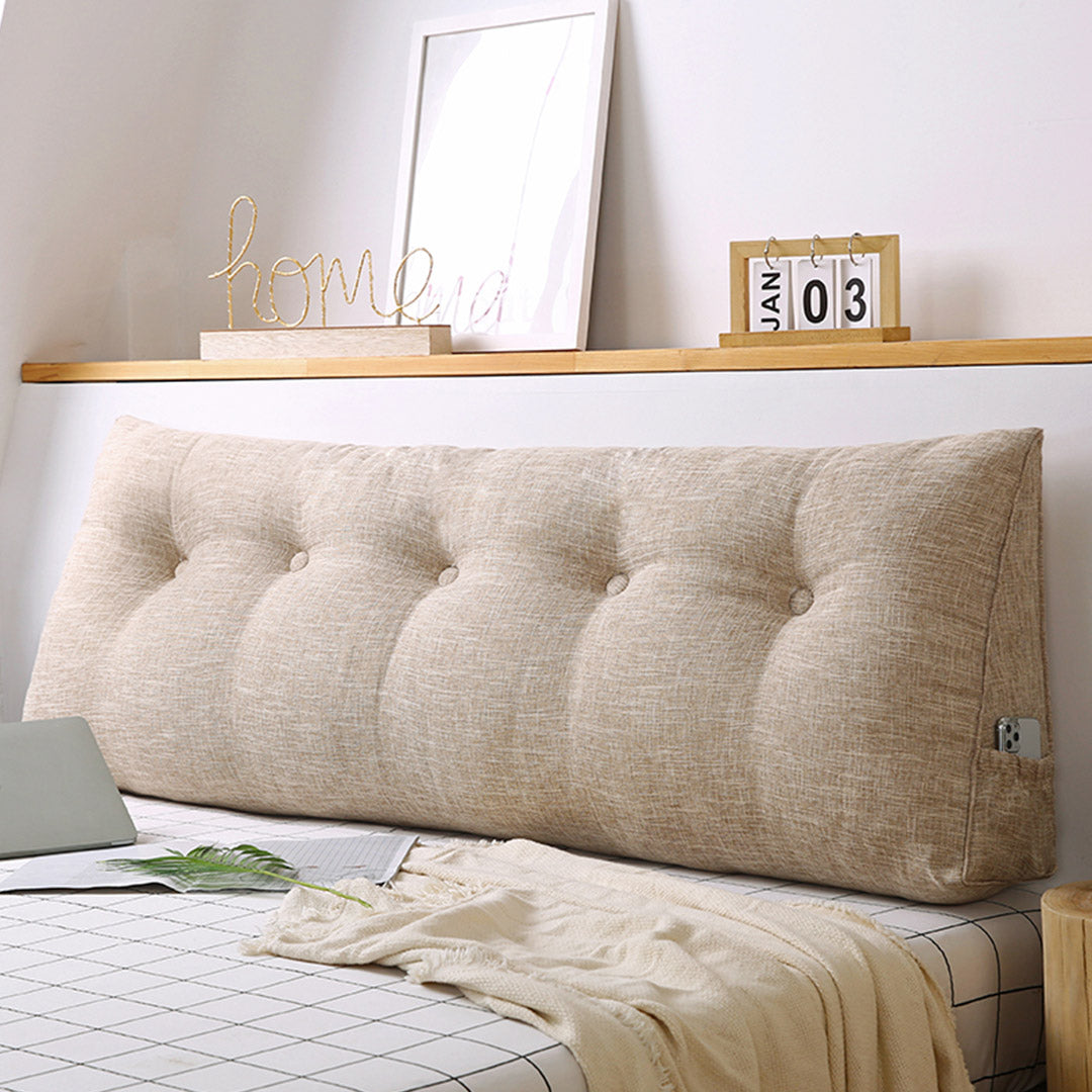 SOGA 4X 100cm Beige Triangular Wedge Bed Pillow Headboard Backrest Bedside Tatami Cushion Home Decor
