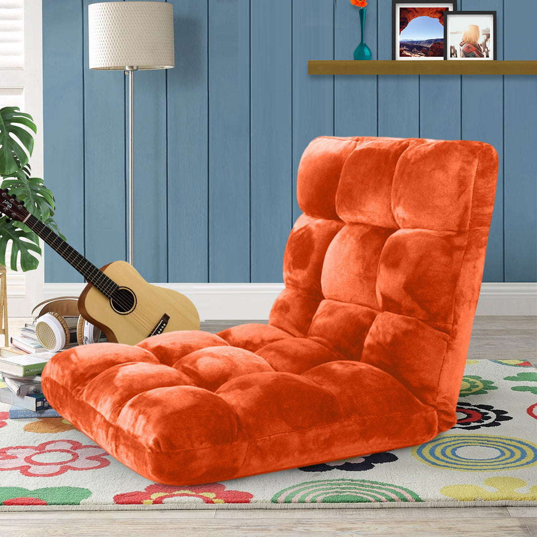 SOGA 4X Floor Recliner Folding Lounge Sofa Futon Couch Folding Chair Cushion Orange
