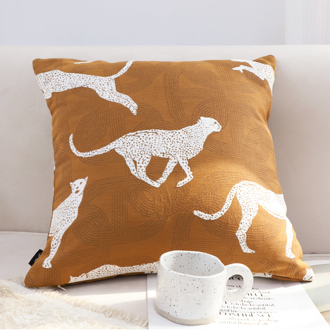 SOGA 2X 50cm Throw Pillow Brown and White Cheetah Animal Print for Home Décor