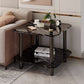 SOGA 70cm Black Ceramic Side Table Stone Pattern Modern Design with Black Metal Legs