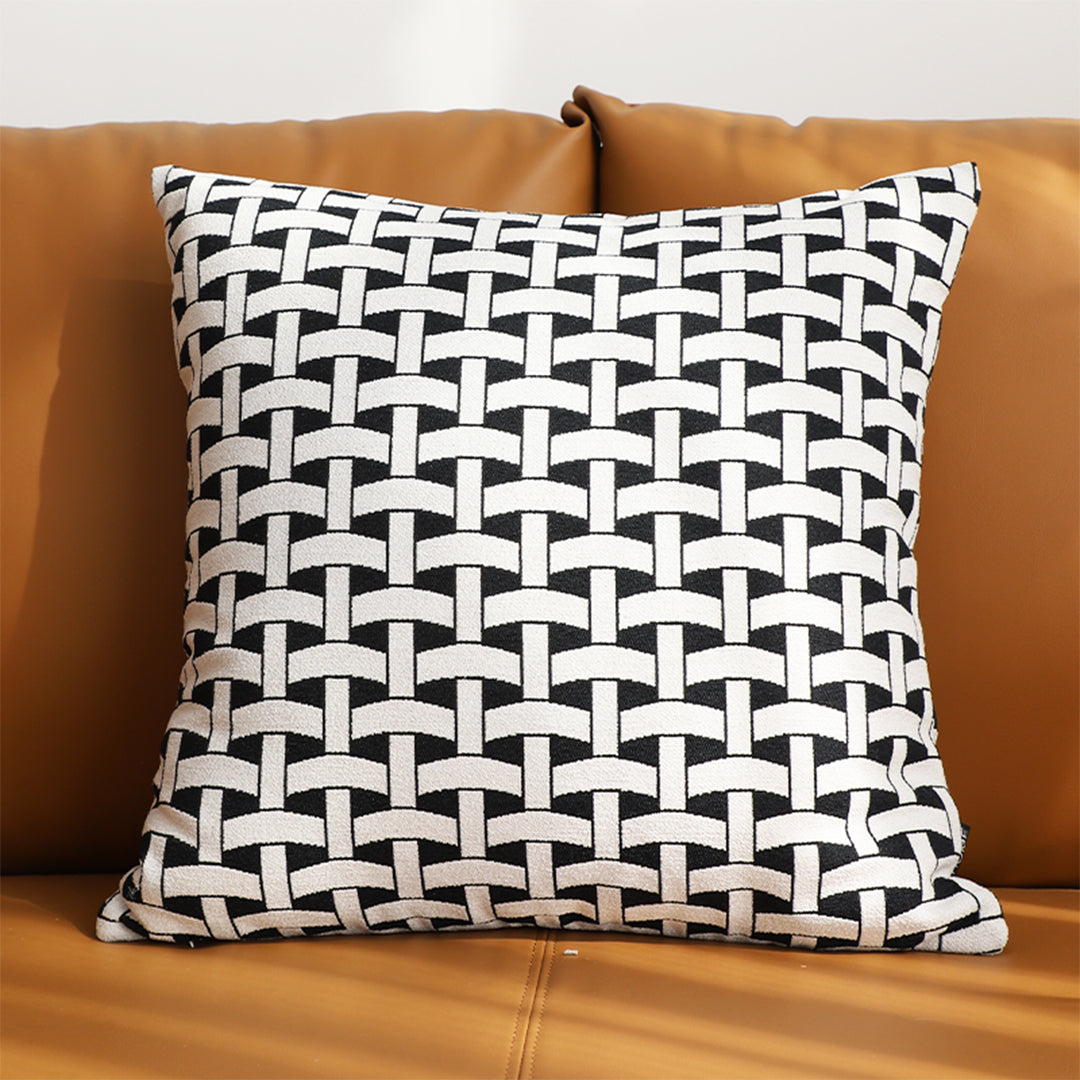 SOGA 50cm Black & White Pattern Throw Pillow Thick Comfort Pro Polyester Fiber Cotton for Home Decor