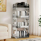 SOGA 38x24cm Clear 4 Tier Bookshelf & Cosmetic Storage Organizer Trolley Rack