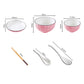 SOGA Pink Japanese Style Ceramic Dinnerware Crockery Soup Bowl Plate Server Kitchen Home Decor Set of 5