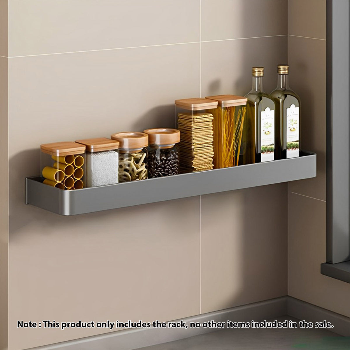 SOGA 2X 30cm Black Wall-Mounted Rectangular Kitchen Spice Storage Organiser Space Saving Condiments Shelf Rack
