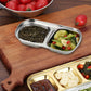 SOGA 15cm Silver Sauce Pan with Two Compartments Divided Sauce Dish Kitchen Essential