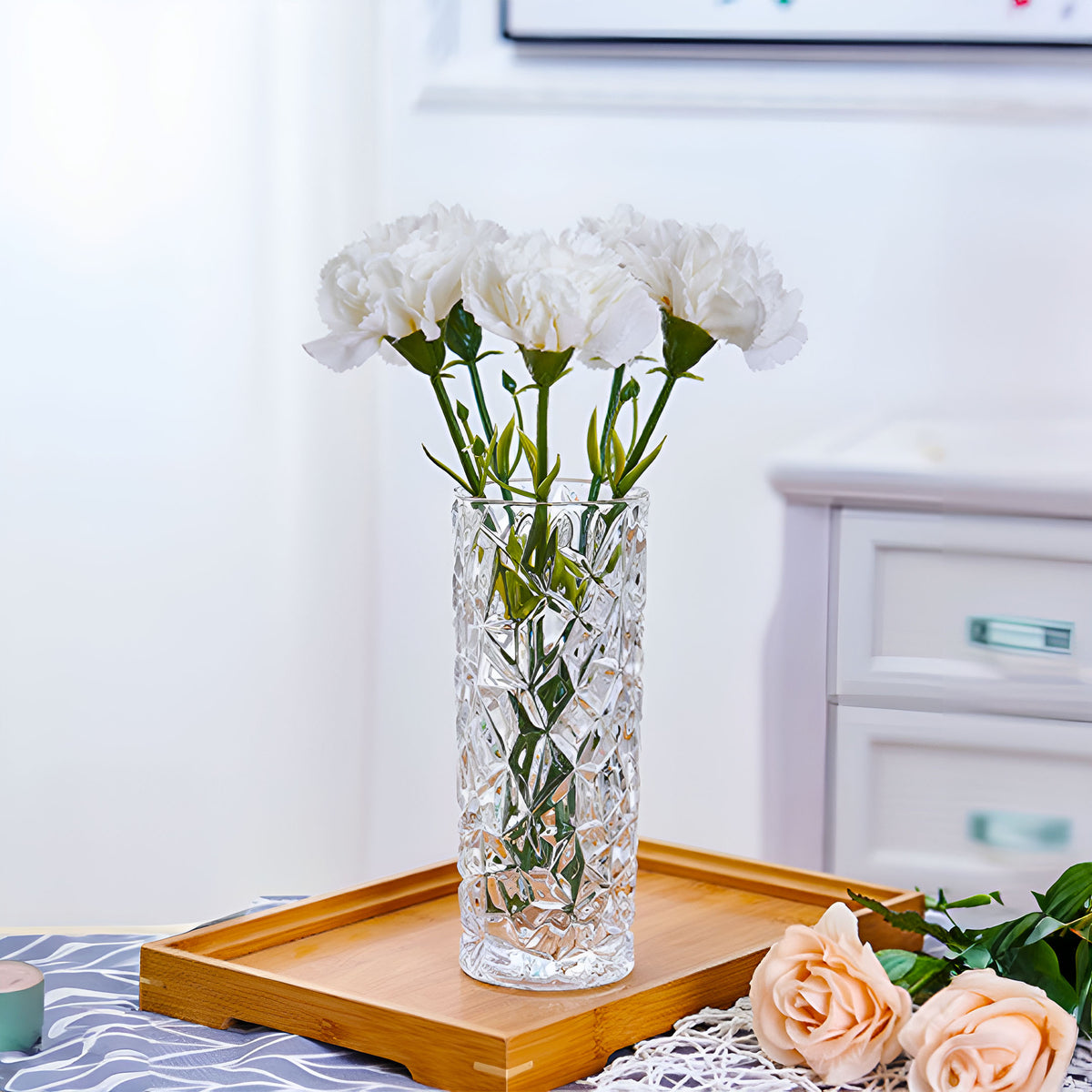 SOGA 14cmx30cm Heavy Duty Glass Vase Crystal Clear Design for Home Décor