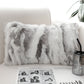 SOGA 2X 30cm Throw Pillow Floral Gray Rabbit Fur Lumbar Warm Cozy Decorative Cushion Home Decor