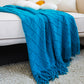 SOGA 2X Blue Diamond Pattern Knitted Throw Blanket Warm Cozy Woven Cover Couch Bed Sofa Home Decor with Tassels