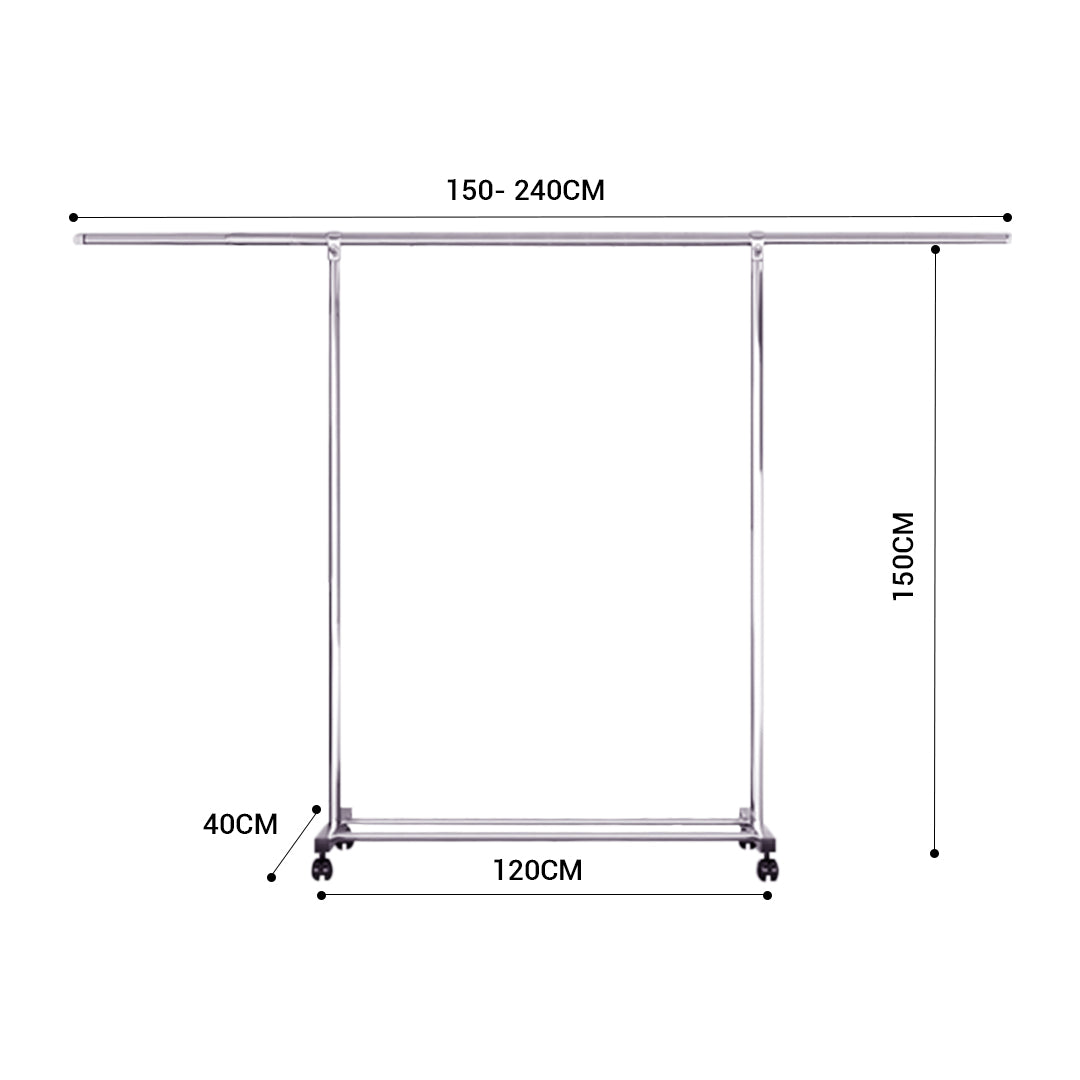 SOGA 240cm Stainless Steel Floor-Standing Clothes Rack - Durable and Space-Saving Laundry Organizer