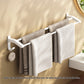 SOGA 52cm White Wall-Mounted Double Pole Towel Holder Bathroom Organiser Rail Hanger with Hooks