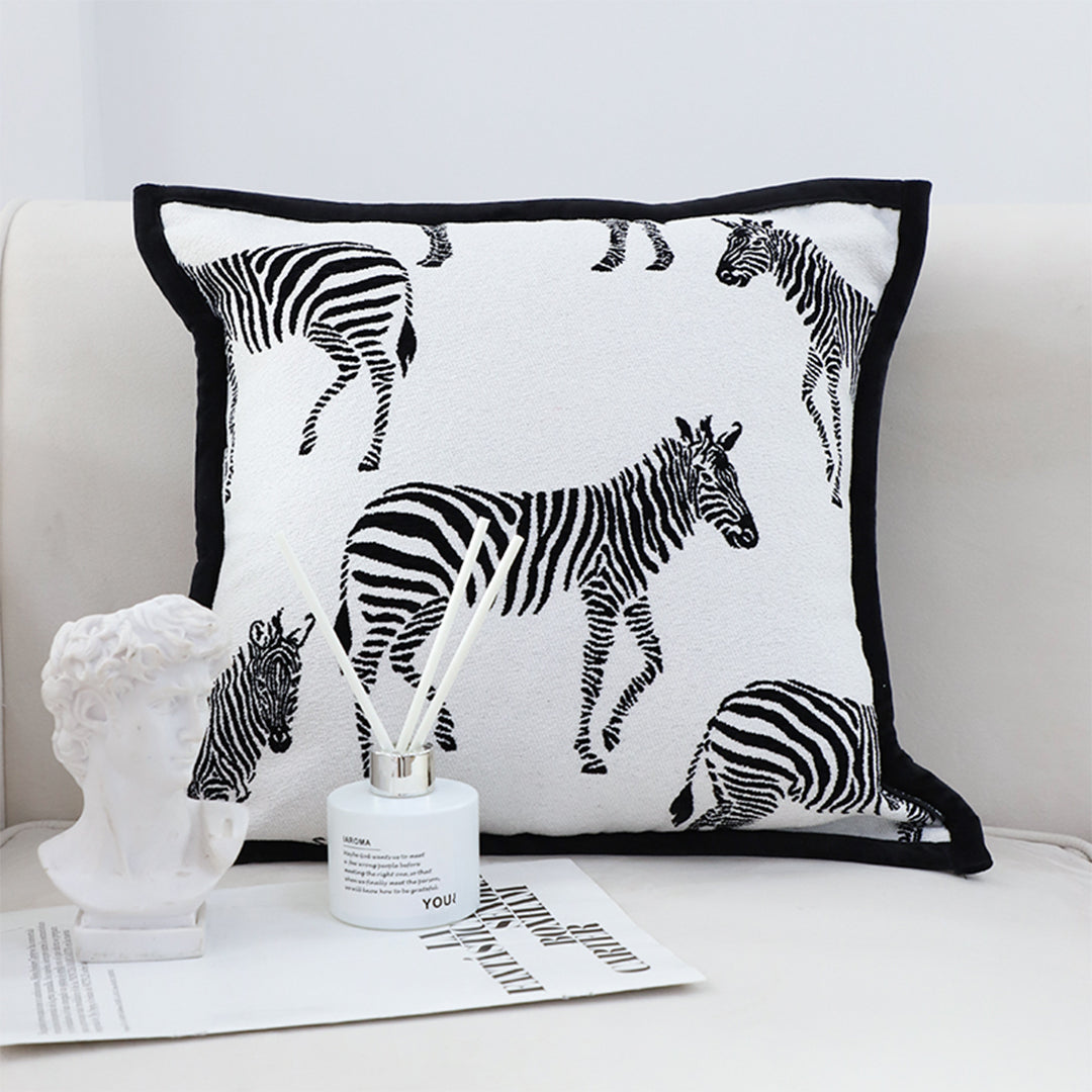 SOGA 45cm Black and White Light Luxury Zebra Cushion Decorative Square Pillow Living Room