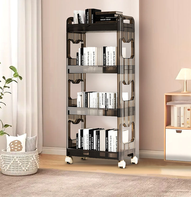 SOGA 2X 38x24cm Black 3 Tier Bookshelf & Cosmetic Storage Organizer Trolley Rack