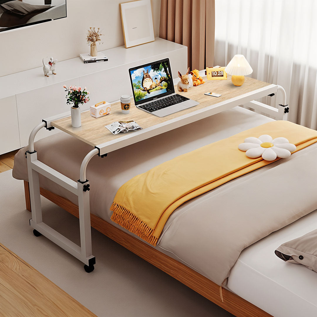 SOGA 2X 120x45cm Wood Cross Bed Movable Desk Table w/ Adjustble Length & Height
