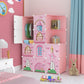 SOGA 10 Cubes Pink Castle Print Portable Wardrobe Divide-Grid Modular Storage Organiser Foldable Closet