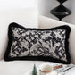 SOGA 35cm Vintage Black Pillowcase Set Black Herringbone Pattern Lumbar Throw Pillow