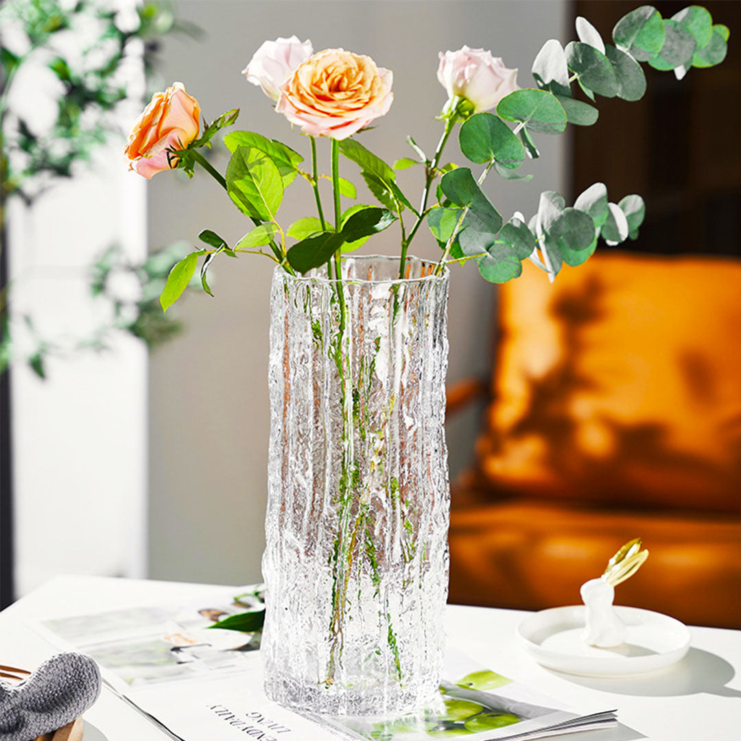 SOGA 30.5cm Handcrafted Clear Glass Vase, Classic Design for Home Decor