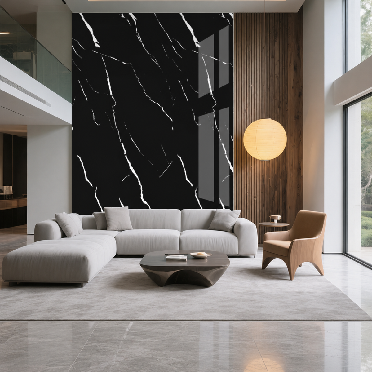 SOGA Peel & Stick Floor and Wall Tiles 30 x 30cm 10 Pack Black Faux Marble
