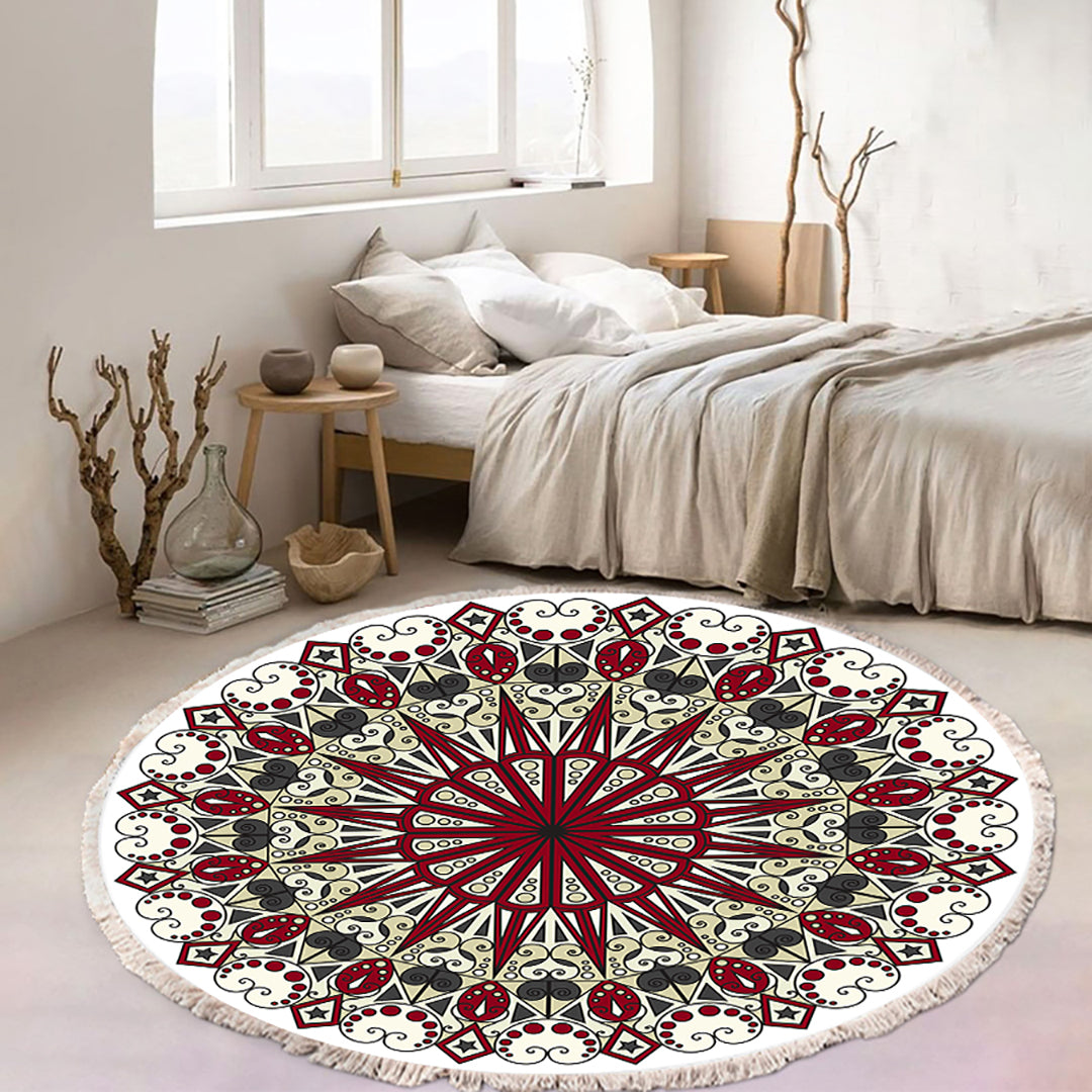 SOGA 2X 120cm Mandala Modern Ethnic Tassel Print Anti-slip Doormat, Home Decor