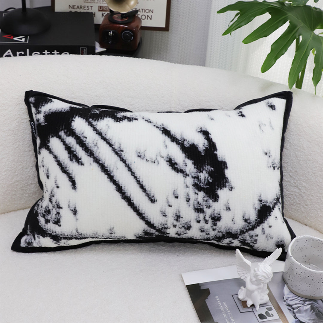 SOGA 2X 35cm Throw Pillow Black and White Leopard Thick Premium Polyester Fiber for Home Decor