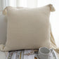 SOGA 45cm Khaki Wabi-Sabi Thickened Cotton Tassel Square Throw Pillow