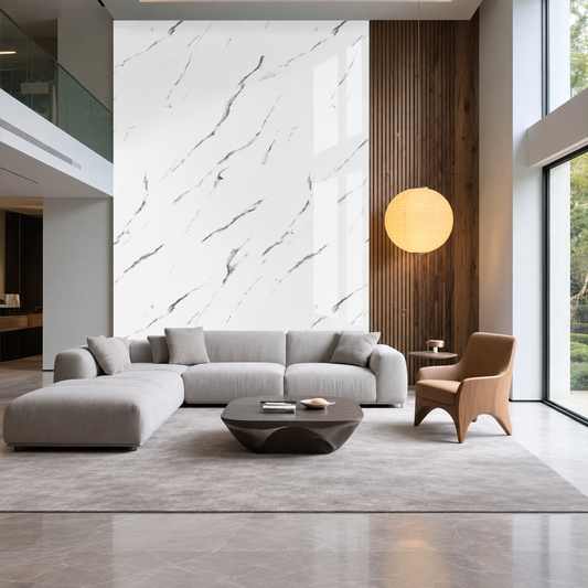 SOGA Peel & Stick Floor and Wall Tiles 60 x 60cm 10 Pack White Faux Marble