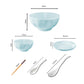 SOGA Light Blue Japanese Style Ceramic Dinnerware Crockery Soup Bowl Plate Server Kitchen Home Decor Set of 9