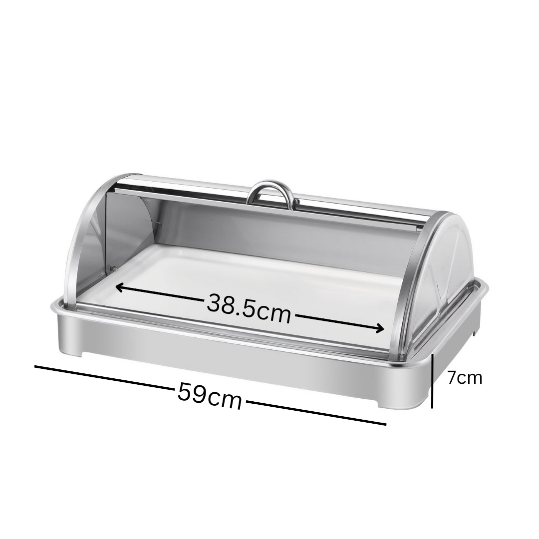 SOGA 59x38.5cm Silver Color Ceramic Serving Bowl Chafing Dish for Kitchen Essential