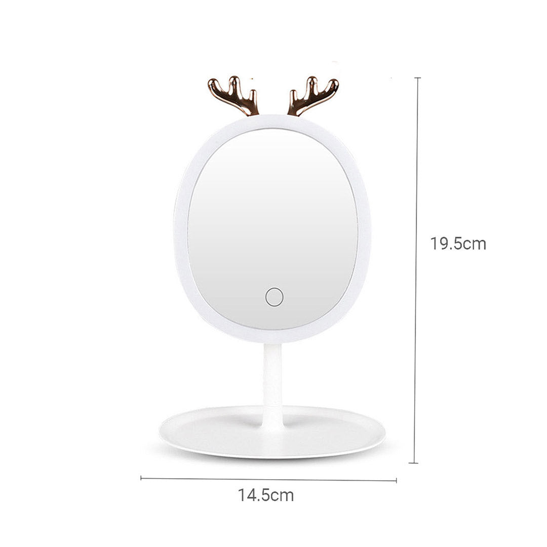 SOGA 2X White Antler LED Light Makeup Mirror Tabletop Vanity Home Decor
